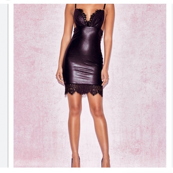 House of CB Dresses & Skirts - House Of CB, 'Naveen' Vegan Leather And Lace Dress, Size M